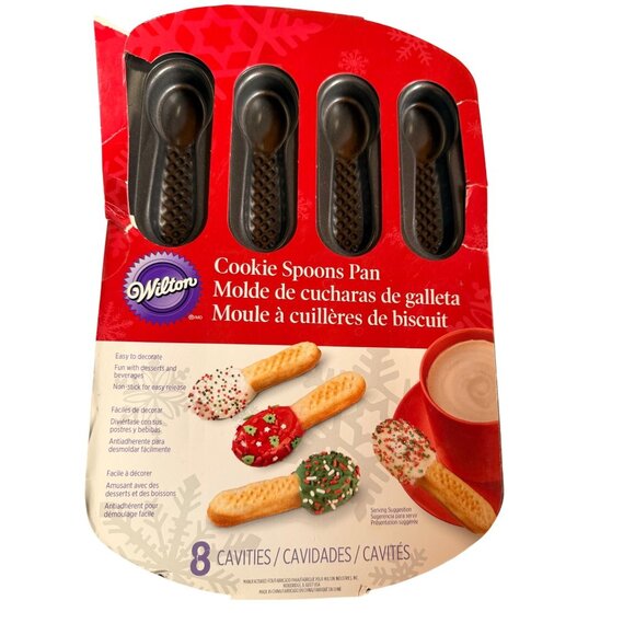 Wilton Cookie Spoons Pan 8 Cavities Non-Stick Baking Mold For Desserts & Drinks - Picture 1 of 6